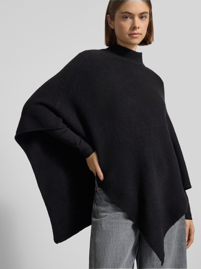 Pieces Loose fit gebreide poncho met ronde hals en kraag, model 'FORTUNA' Zwart - 3