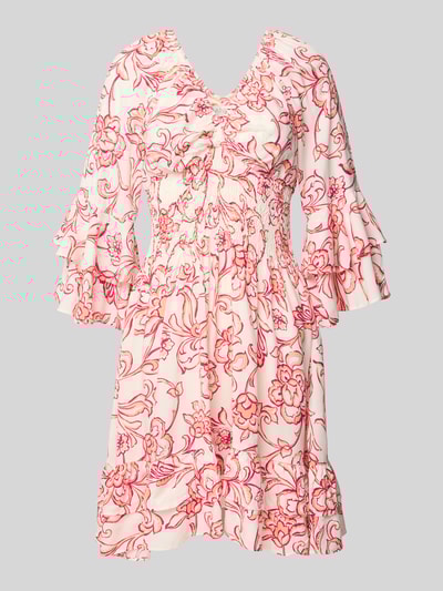 Apricot Minikleid mit Volants Koralle 2