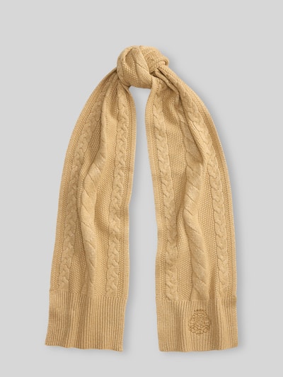 Lauren Ralph Lauren Schal mit Zopfmuster-Strickoptik aus Woll-Mix Camel 1