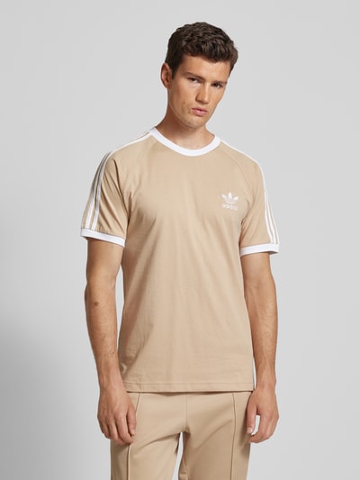 adidas Originals T-Shirt mit Label-Stitching Modell '3-STRIPES' Beige 4