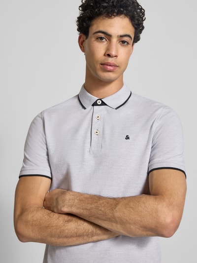 JACK & JONES Slim Fit Poloshirt mit Viskose-Anteil Modell 'Paulos' Hellgrau Melange 3