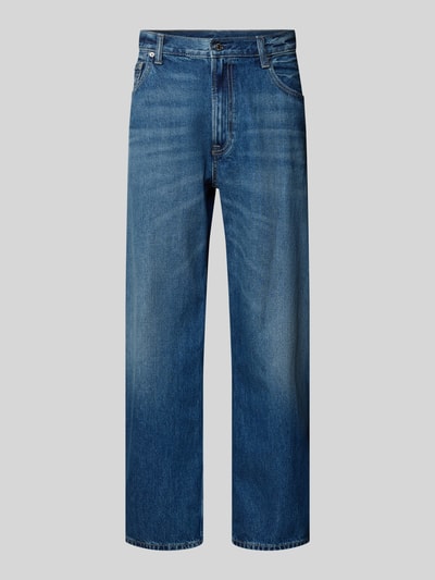 Produktfoto, Barrel Jeans im Used-Look Modell 'LUCKY STAR' von Calvin Klein Jeans aus reiner Baumwolle, Barrel Fit, mit Eingrifftaschen, Bundweite 44 cm, Innenbeinlänge 75 cm, Herren Jeans in mittlerem Blau mit sanfter Used-Waschung und klaren Nähten.