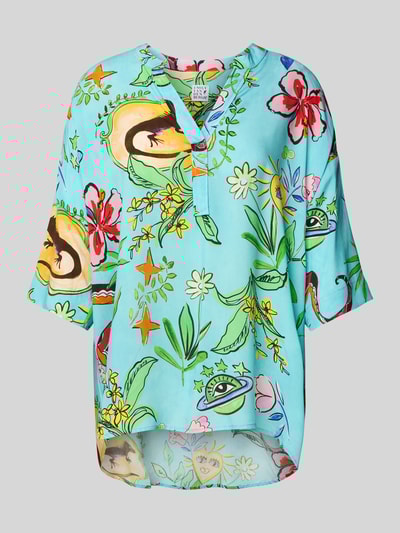 Emily Van den Bergh Bluzka z kołnierzem z lamówką i rękawami o dł. 3/4 Niebieski 2