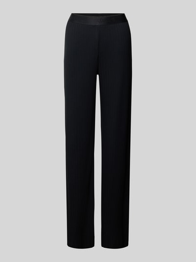 Produktfoto, Pyjama-Hose mit elastischem Logo-Bund von Jake*s Casual im schwarzen Feinripp, Modal-Bio-Baumwoll-Mix, Loose-Fit