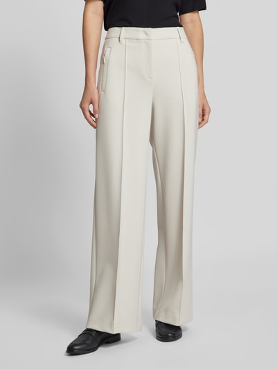 Marc Cain Wide leg pantalon met vaste persplooien Ecru - 4