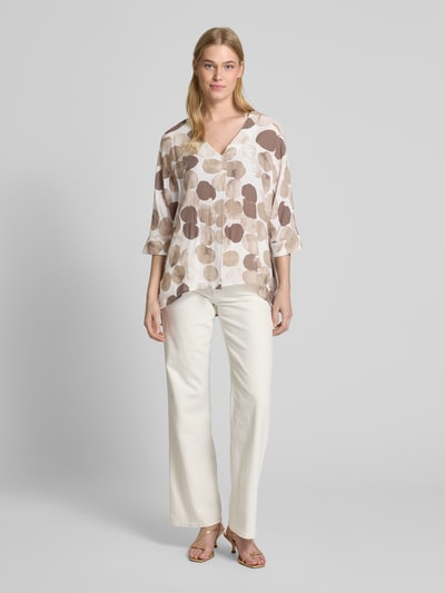 Apricot Relaxed fit blouse met 3/4-mouwen Taupe - 1