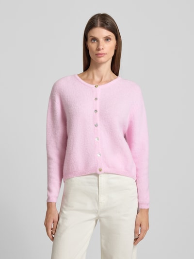 American Vintage Gebreid jack van wolmix met ronde hals, model 'VITOW' Lichtroze gemêleerd - 4