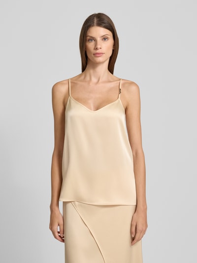 Marc Cain Top o kroju relaxed fit na cienkich ramiączkach Écru 4