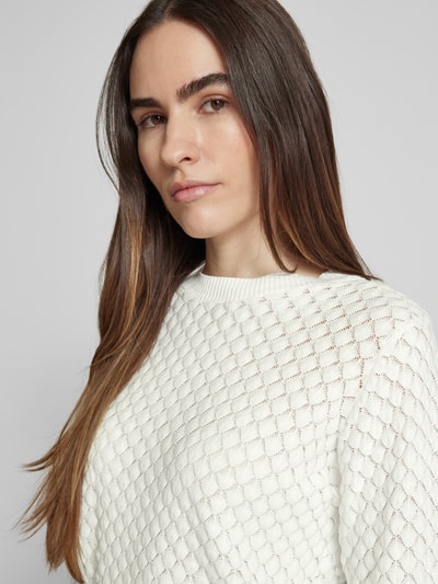 FREE/QUENT Strickpullover mit gerippten Abschlüssen Modell 'Dodo' Offwhite 3