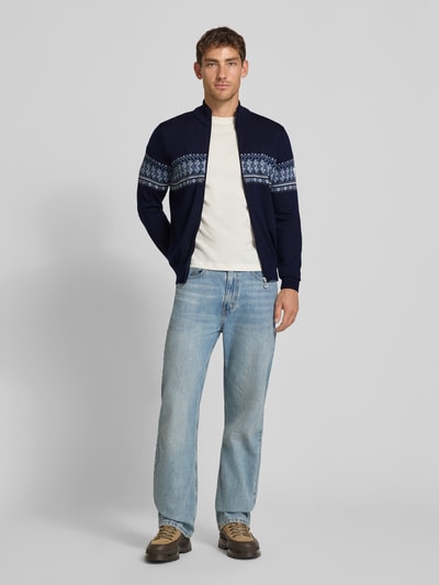 Dale of Norway Gebreid jack met opstaande kraag en ritssluiting Marineblauw - 1