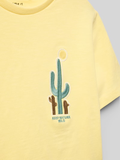 Name It Regular Fit T-Shirt mit Stitching Modell 'HELMUT' Hellgelb 2