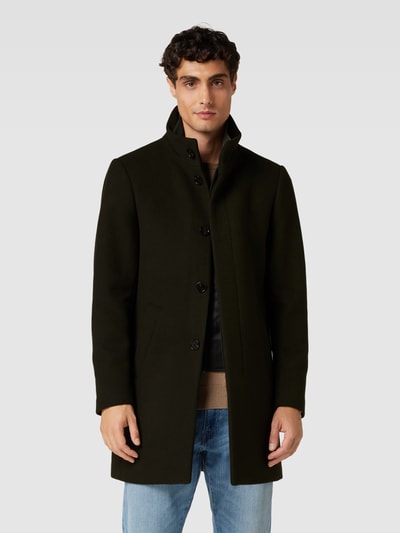 Matinique Lange jas in gemêleerde look, model 'Harvey' Olijfgroen - 4