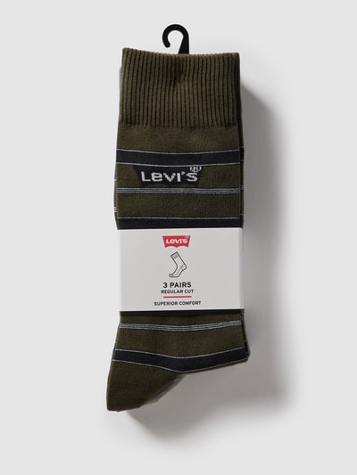 Levi's® Sokken met labeldetail in een set van 3 paar, model 'BATWING W STRIPES' Olijfgroen - 3