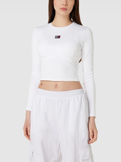 Tommy Jeans Longsleeve in Ripp-Optik Modell 'BADGE' Weiß 4