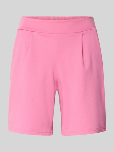 Produktfoto, Shorts mit elastischem Bund Modell 'Kate' od ICHI w różowym kolorze, materiał z domieszką wiskozy, krój regular fit, szerokość w rozmiarze S 39 cm, długość wewnętrzna nogawki 18 cm