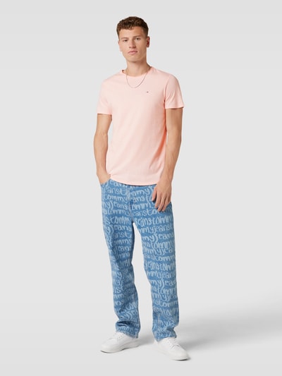 Tommy Jeans T-shirt z wyhaftowanym logo Różowy melanż 1