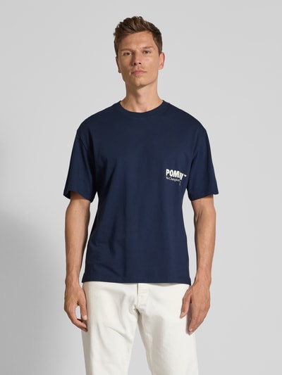 POMPEII BRAND T-Shirt mit Label-Print Dunkelblau 4