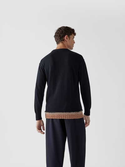 Maison Flaneur Pullover mit Kontrastbesatz Blau 5