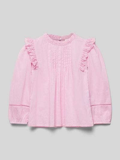 s.Oliver RED LABEL Relaxed fit blouse met broderie anglaise en ruches Roze - 1