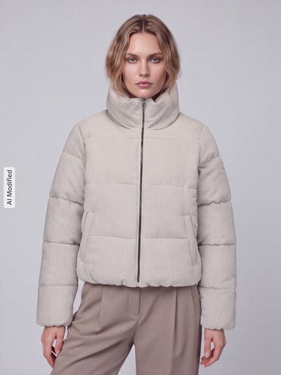 ONLY Steppjacke mit hohem Stehkragen Ecru 4
