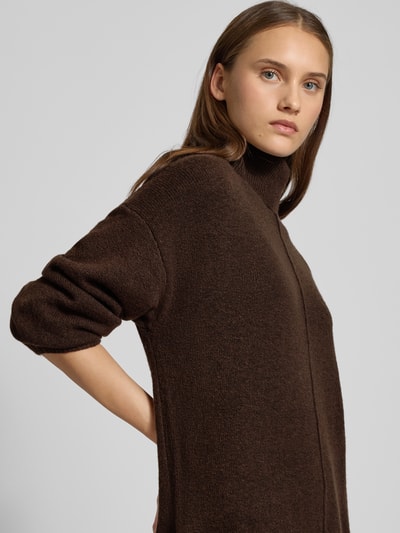 Pieces Sukienka o kroju oversized z dzianiny z dodatkiem wełny model ‘MALOU’ Czekoladowy melanż 3