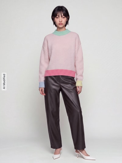 ONLY Relaxed Fit Pullover mit Color-Blocking Rosa 1