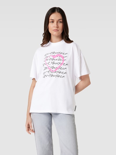 HUGO T-Shirt mit Motiv-Print Modell 'Dorene' Weiss 4