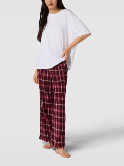 Esprit Pyjama-Hose mit Karomuster Modell 'Single Pants long leg' Bordeaux 1