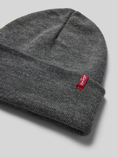 Levi's® Beanie mit Label-Patch Modell 'SLOUCHY RED TAB' Hellgrau Melange 2