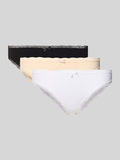 Produktfoto, Slip mit Schleifen-Detail im 3er-Pack von DORINA, figi z mieszanki bawełny i elastanu, krój przylegający, obszycie koronką, zestaw 3 szt.