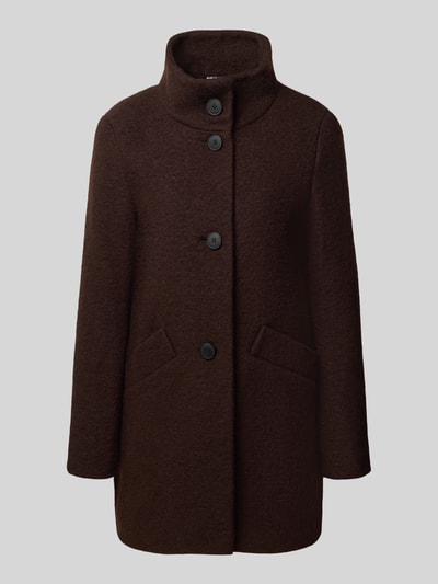 Produktfoto, Regular Fit Jacke aus Woll-Mix von FUCHS SCHMITT in Dunkelbraun, Struktur mit sichtbarer Knopfleiste, Stehkragen und Eingrifftaschen