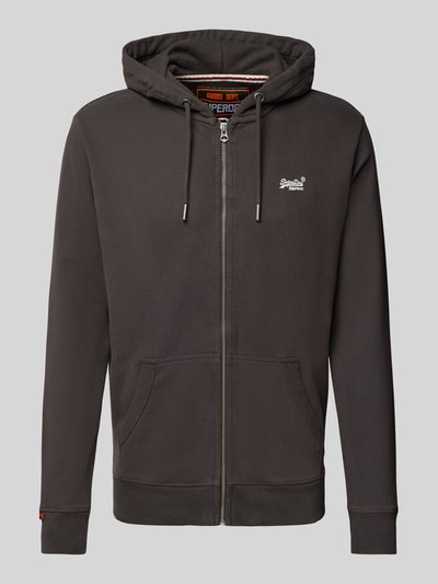 Superdry Sweatjacke mit Logo-Stitching und Kapuze Anthrazit 2