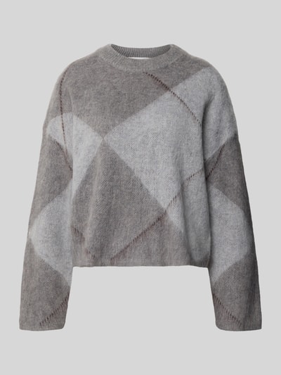 OPUS Pullover aus Alpaka-Woll-Mix mit Rippabschlüssen Modell 'Pargyle' Mittelgrau 1