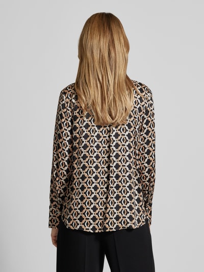 s.Oliver BLACK LABEL Regular fit blouse met lange mouwen, all-over motief en biezen Cognac - 5