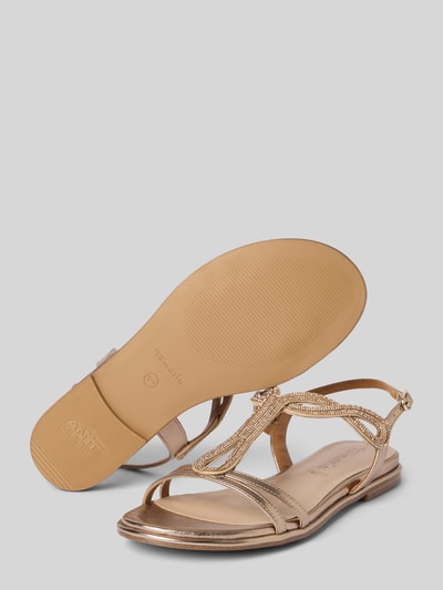 Tamaris Sandalen met strass-steentjes Metallic bruin - 4