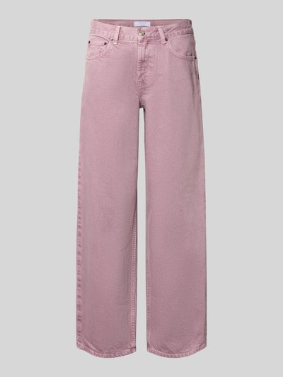 Productfoto, Wide Leg Jeans in 5-pocket-design model 'INCH' van Topshop in lichtroze, pure katoen, wide fit, knoop- en ritssluiting.