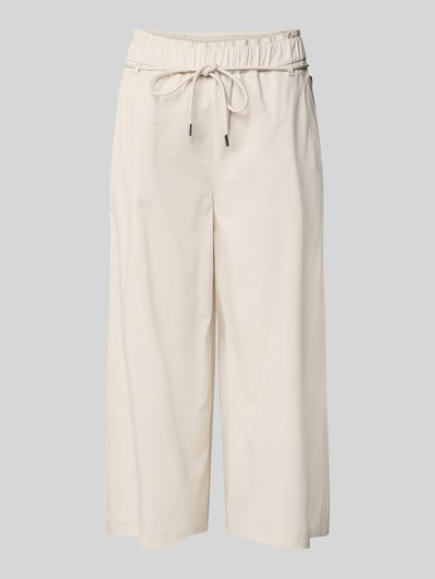 Productfoto, Culotte met elastische tailleband en bindriem van Marc Cain, katoenmix met viscose, wijd been, crèmekleurig, zachte gladde textuur