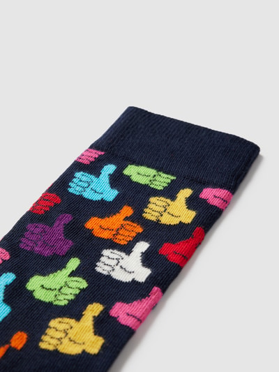 Happy Socks Sokken met all-over motief, model 'THUMBS' Marineblauw - 2