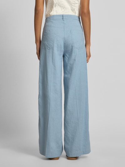 Cambio Wide leg linnen broek met steekzakken, model 'ADRIENNE' Blauw - 5