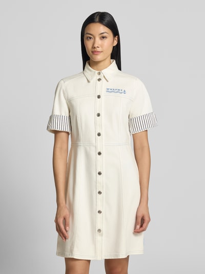 Marc Cain Knie-lange denimjurk met stitching Wit - 4