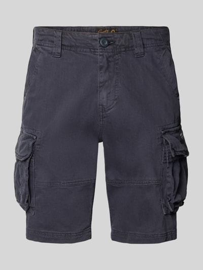 Produktfoto, Straight Fit Shorts mit Cargo-Taschen Modell 'Core' von Superdry in Dunkelblau, Baumwoll-Mix, sichtbare Seitentaschen, strukturierte Oberfläche