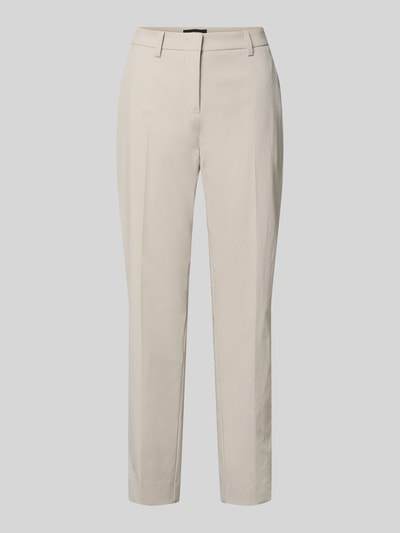 Produktfoto, broek in verkorte pasvorm model 'KRYSTAL' van Cambio, dames, regular fit, steekzakken, bandwijdte maat 36 42 cm, binnenbeenlengte maat 36 69 cm, lichtbeige, rechte pijpen, gladde textuur