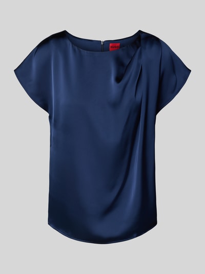 HUGO Blouseshirt van satijn met ronde hals Marineblauw - 2