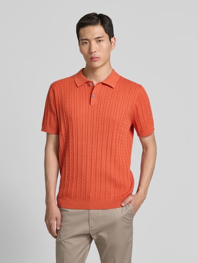 Christian Berg Men Poloshirt mit gerippten Abschlüssen Kupfer 4