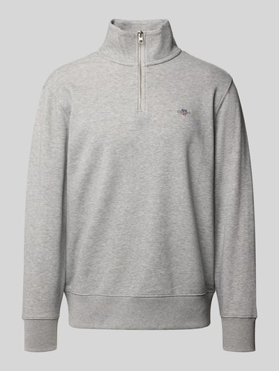 Gant Regular Fit Sweatshirt mit Troyer-Kragen Hellgrau 2