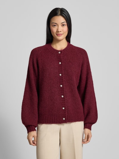 FREE/QUENT Strickjacke mit Rundhalsausschnitt Modell 'Luisa' Bordeaux 4