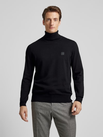 BOSS Orange Rollkragenpullover mit Label-Detail Modell 'Akiro' Black 4