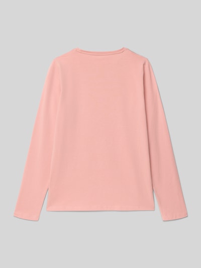 Guess Bluzka z długim rękawem i detalem z logo Różowy 3