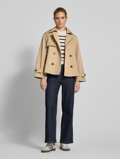 Jake*s Casual Trenchcoat mit Leistentaschen Sand 1