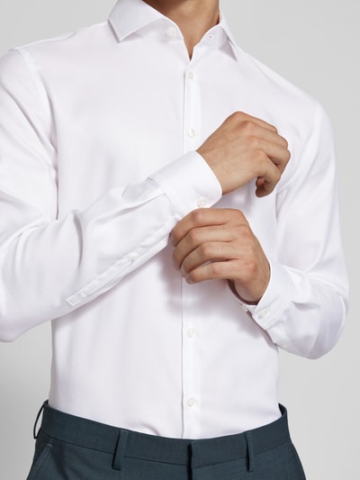 Jake*s Slim Fit Businesshemd in Premiumqualität mit extra langem Arm Weiss 3